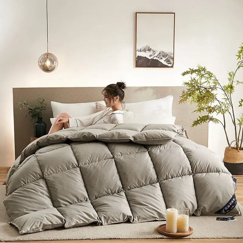 95% White Goose Down Quilt – Winter Cotton, Thick & Lightweight, High-Quality Breathable Household Bedding