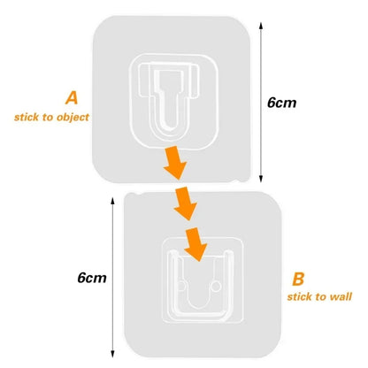 Double-Sided Adhesive Wall Hooks — Strong Transparent Suction Cup Hangers for Kitchen & Bathroom Storage, Plug & Socket Holders