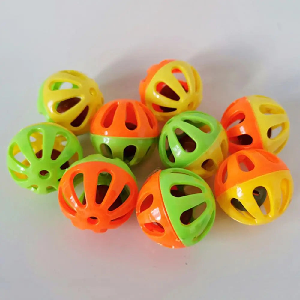 10Pcs Cat Toy Set – Hollow Plastic Bell Balls & Feather Teaser Interactive Exercise Toys for Kittens and Cats