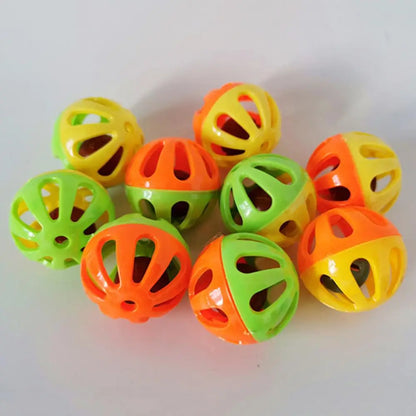 10Pcs Cat Toy Set – Hollow Plastic Bell Balls & Feather Teaser Interactive Exercise Toys for Kittens and Cats