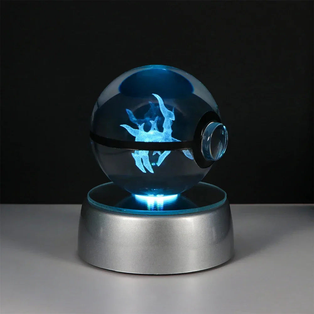 Pokemon Crystal Ball Night Light – Pikachu, Gengar, Eevee, Mewtwo & Lucario LED Pokeball, Kids Birthday Gift & Home Decor