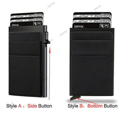 RFID Credit Card Holder for Men, Thin Slim Luxury Metal Mini Minimalist Wallet, Bank & ID Cardholder Case