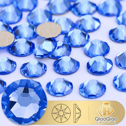 QIAO 2088 Crystal Nail Art Rhinestones — Flat Back Non-Hotfix Strass for DIY Nail Decorations (8 Big + 8 Small)