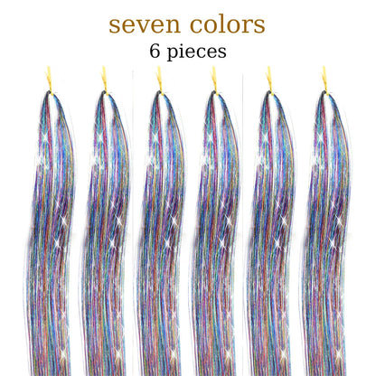 48-Inch Hair Tinsel Kit – 1200 Strands, 12 Colors Sparkling Fairy Hair Extensions with Tool