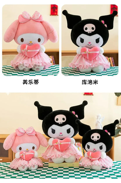 Sanrio Kuromi Plush Toy – 30cm Cinnamoroll & Melody Stuffed Doll, Soft & Comfortable, Valentine's Day & Birthday Gift