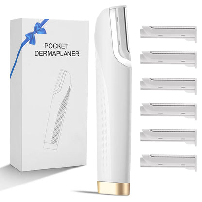 Women’s Sonic Rechargeable Dermaplane Razor with Light – Facial Hair & Peach Fuzz Removal Tool with 6 Replaceable Blades Skin Exfoliation Device