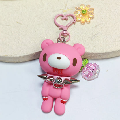 Demon Bear Keychain - Cute Punk Teddy Bag Charm with Spiked Collar, Collectible Gift Accessory