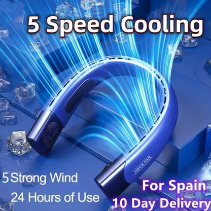 2026 Hanging Neck Fan 6000mAh Portable Air Cooler – Type-C USB Rechargeable 5 Speed Electric Neck Air Conditioner for Summer Cooling