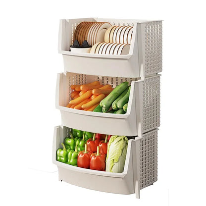 Multi-Layer Kitchen Storage Rack: Vegetable and Fruit Basket Organizer - Snack and Toy Storage Box for Home Kitchen