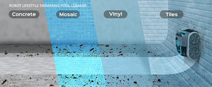 Robot Swimming Pool Cleaner – Cordless, APP-Controlled, Rechargeable 6400mAh Lithium Battery, Route Planning for Tiles, PVC, Mosaic, Cement