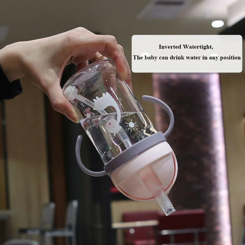 350ml Kids Drinking Cup - Feeding Bottle with Straw, Gravity Ball, Wide Caliber Design