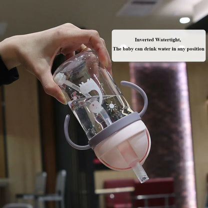 350ml Kids Drinking Cup - Feeding Bottle with Straw, Gravity Ball, Wide Caliber Design