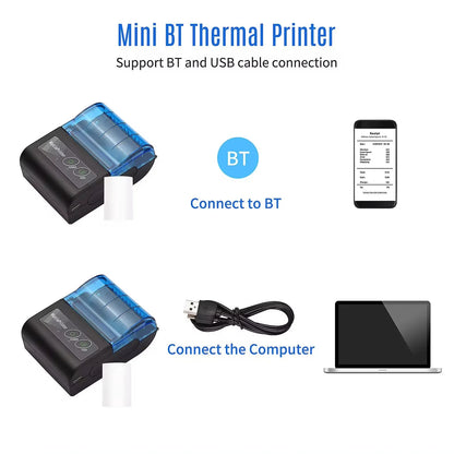 58mm Portable Thermal Receipt Printer – Mini Wireless Bluetooth Ticket & Bill Printer for Android, iOS & Windows
