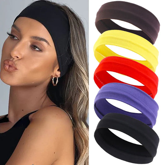 Summer Sports Headbands for Women – Solid Color Elastic Fitness, Yoga, and Running Bandanas, Stretch Makeup Hair Accessories 2023