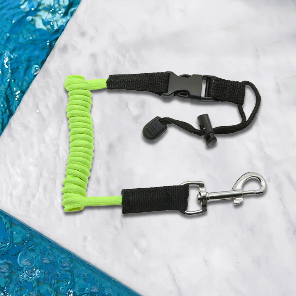Elastic Kayak Paddle Leash — Adjustable Coiled Lanyard with Safety Hook for Fishing Rods
