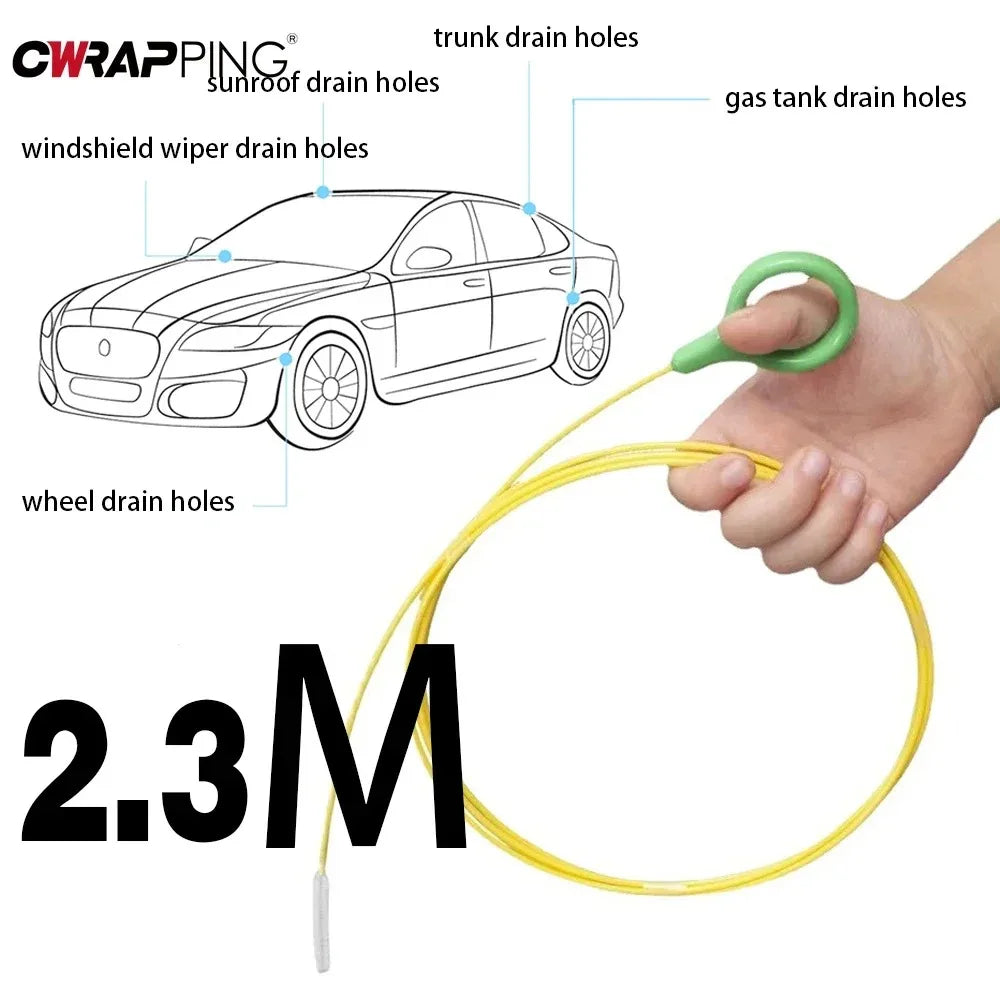 2.3m Car Sewer Unclogger Brush - Long Hose Sunroof Drain Hole Cleaner | Auto Pipe Tool Accessory