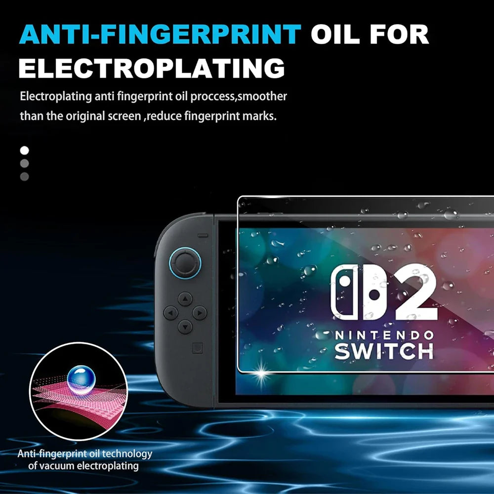 Tempered Glass Screen Protector for Nintendo Switch 2 — Includes Joystick Cap Accessories