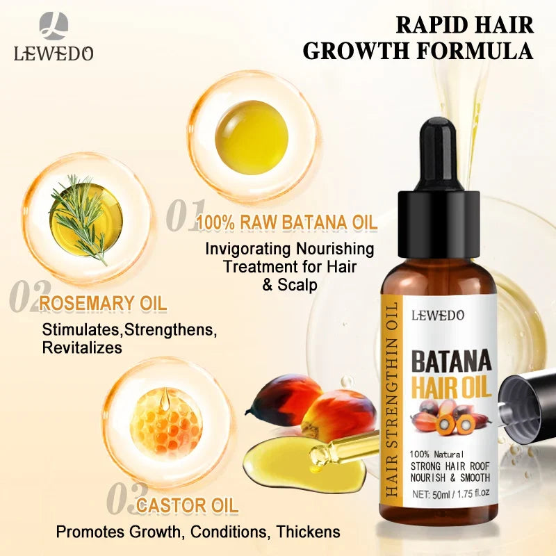Lewedo Naturals Batana Oil - Pure Hair Care Treatment for Men & Women Nourishing Shiny Hair & Scalp Support