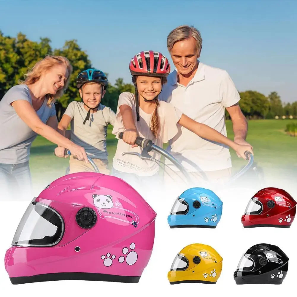New Cute Children’s Full Face Helmet – Safety Bike & Motorcycle Helmet for Kids, Adjustable for Outdoor Sports, Four Seasons Protection