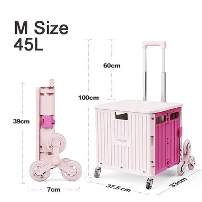45/65L Folding Shopping Cart Trolley – Portable Home Cart with 2/4/8 Wheels