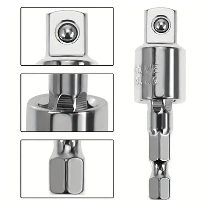 360° Electric Drill Air Screwdriver Sleeve Adapter - Universal Hexagonal Handle to Square Head Rotary Connect Rod Tool