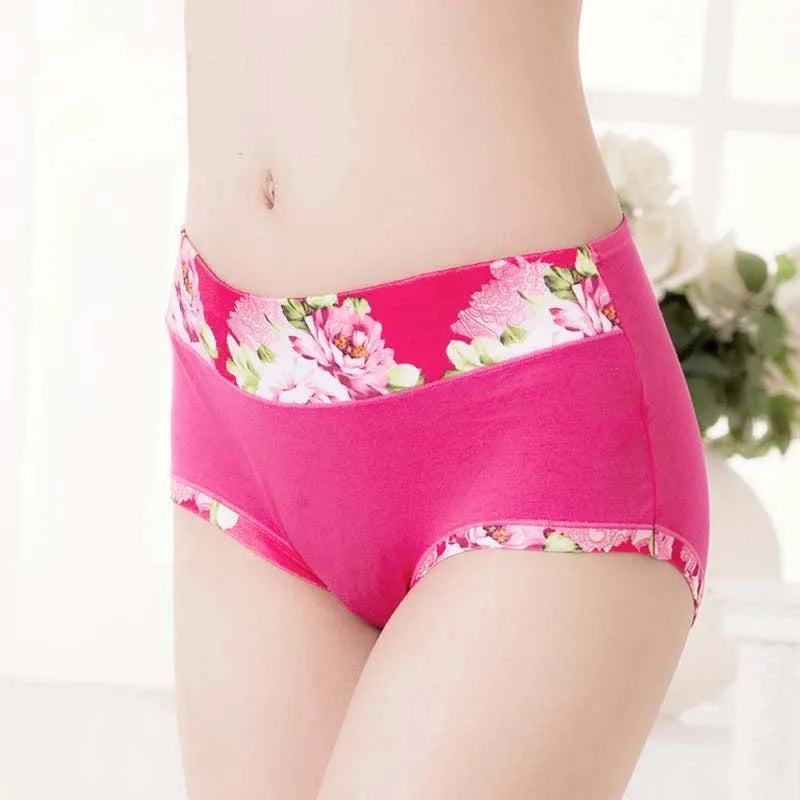 5Pcs Women’s Printed Panties Set - Soft Floral Brief Underwear & Comfortable Sexy Lingerie for Everyday Wear
