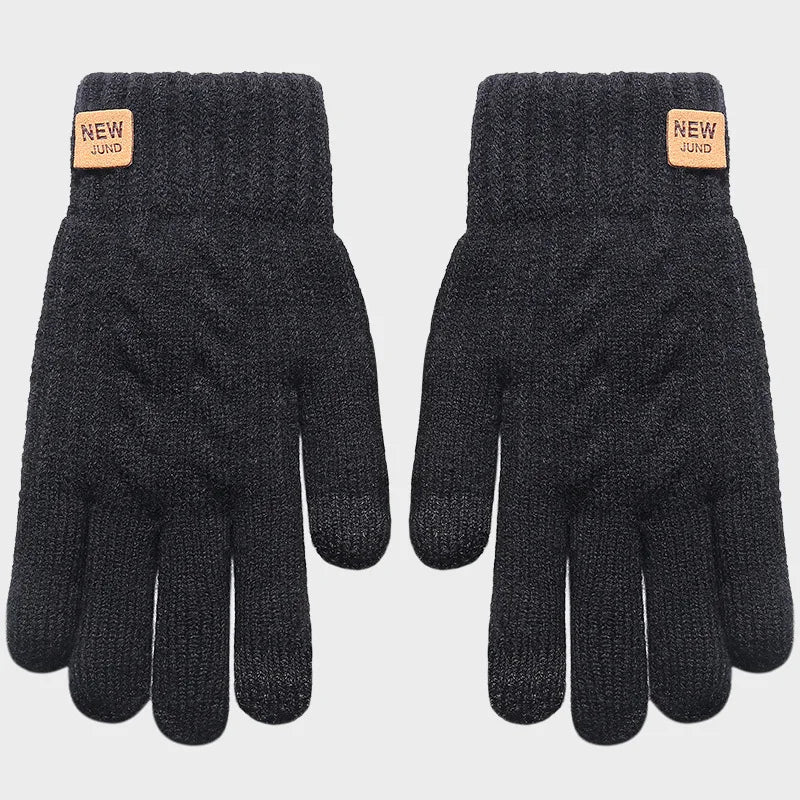 Fleece-Lined Touch Screen Gloves - Warm Black Cable Knit Fashion | Winter Accessories
