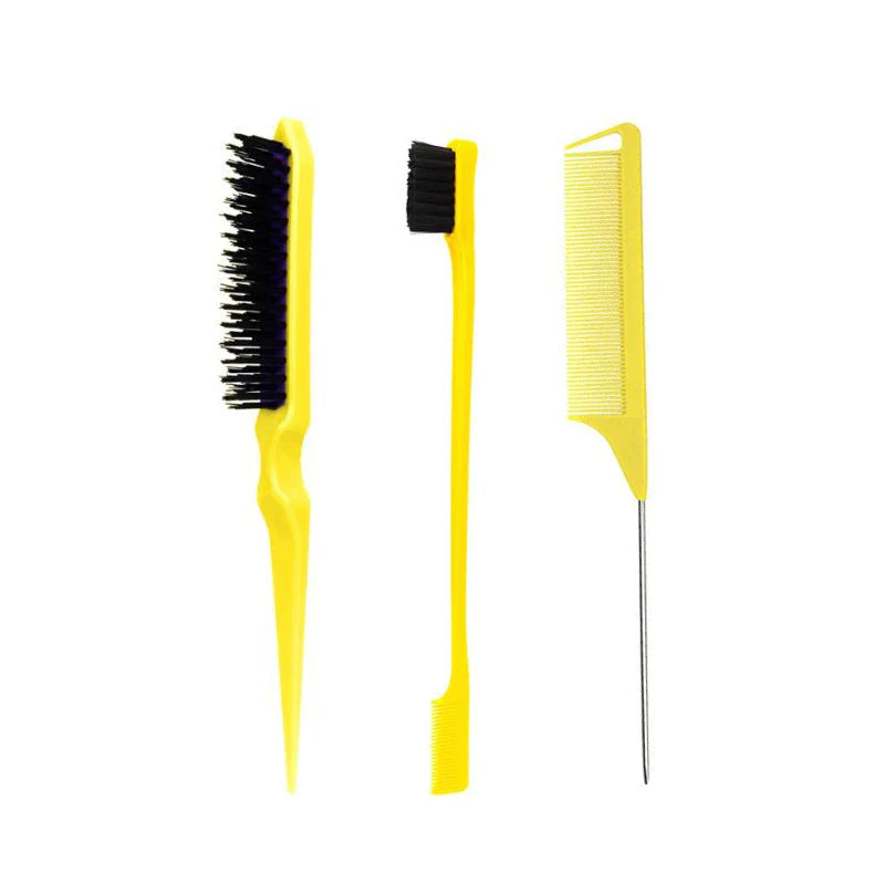 3PCS Double-Sided Edge Control Brush Set – Hair Styling Brushes, Oil-Baked Comb, Styling Partition Comb Accessories