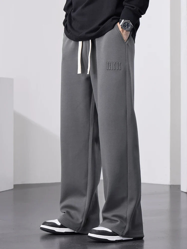 Men’s Wide Leg Cotton Sweatpants – Straight Fit Drawstring Casual Sports Track Pants, Big Size up to 8XL