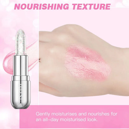 Soft Jelly Color-Changing Lipstick – Glossy Hydrating Glitter Lip Balm with Sparkling Red Shade