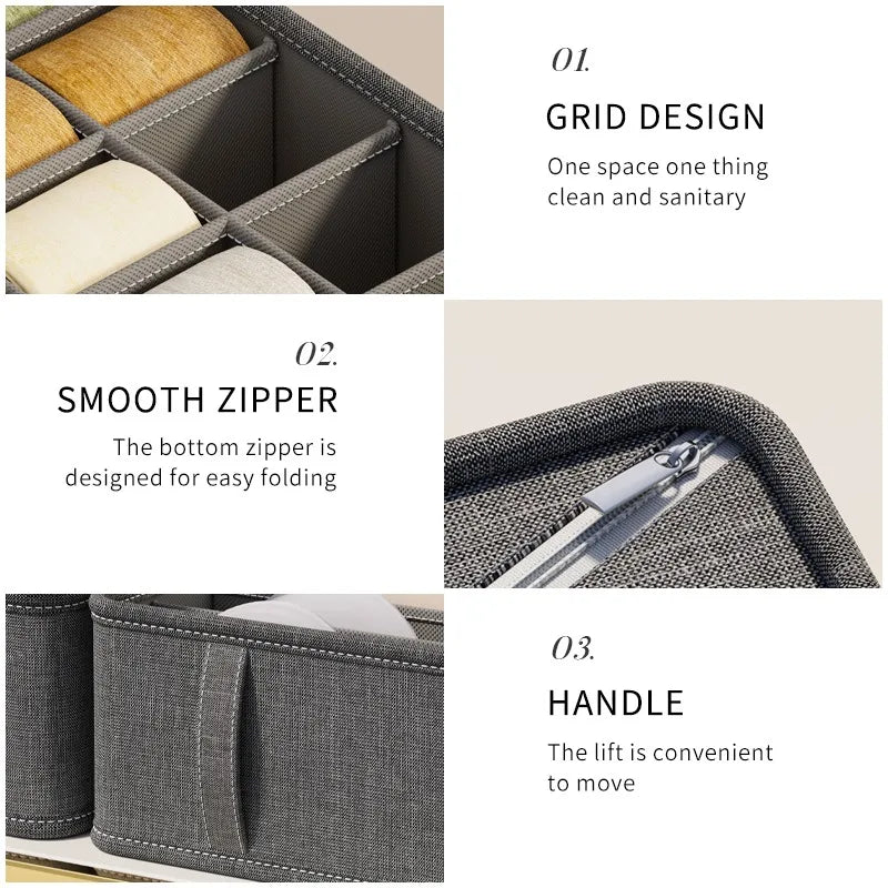 Underwear & Socks Cabinet Drawer Organizer – Wardrobe Storage Box for Clothes, Ties, Pants & Bras