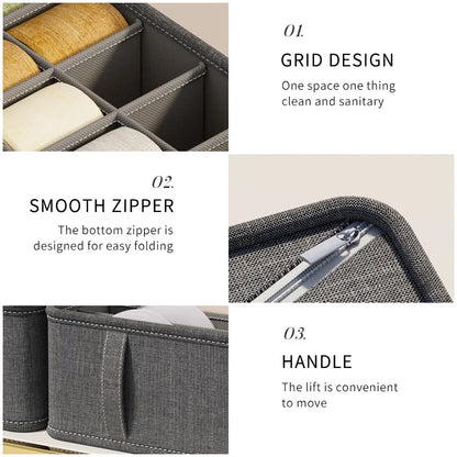 Underwear & Socks Cabinet Drawer Organizer – Wardrobe Storage Box for Clothes, Ties, Pants & Bras