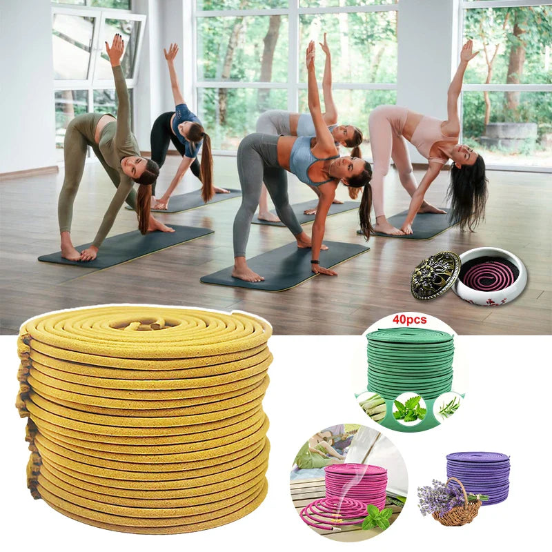 40PCS Colored Coil Incense – Lavender Aromatherapy & Essential Oil Fragrance for Yoga, Meditation, Jasmine & Rose