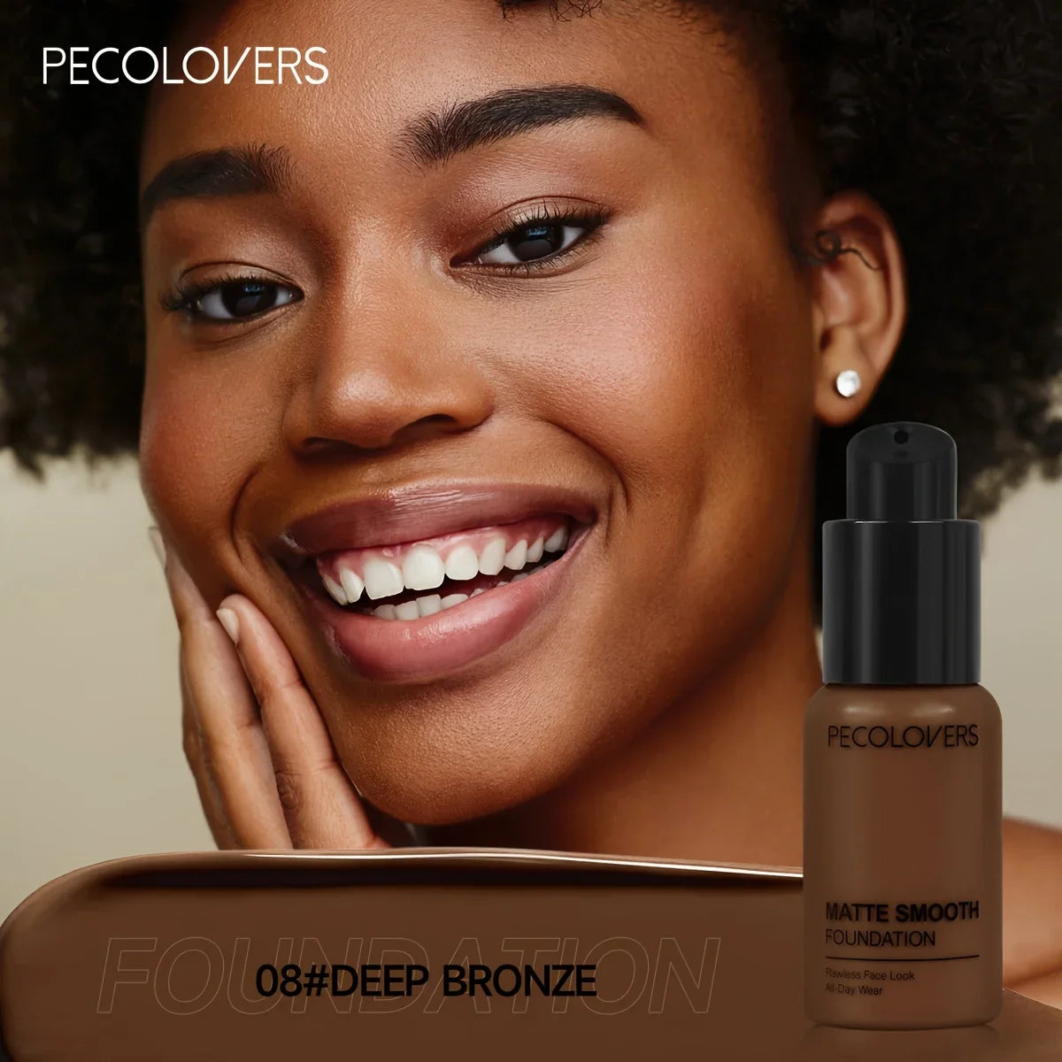 PECOLOVERS Matte Liquid Foundation – Oil-Control, Waterproof Full Coverage Concealer for All Skin Tones