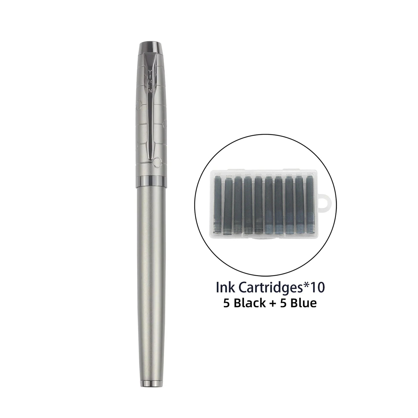 Luxury Gunmetal Fountain Pen - Stylish Metal Writing Pen with Mechanical Feel for Professional Use & Gifting