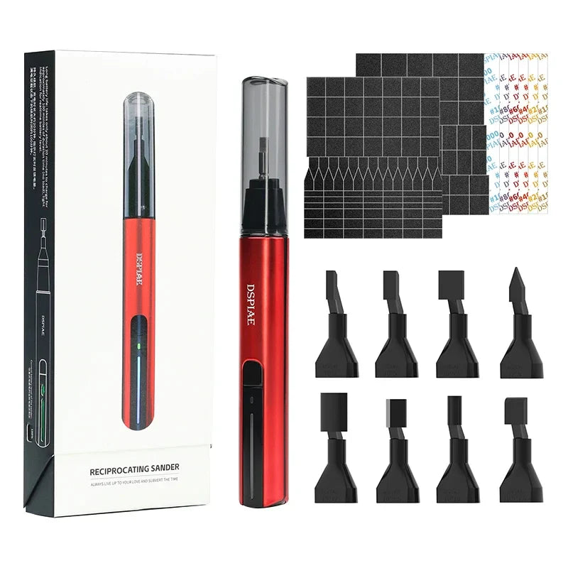 DSPIAE ES-A DIY Electric Reciprocating Sander – Grinding Pen with Sanding Heads for Plastic Models & Military Crafts