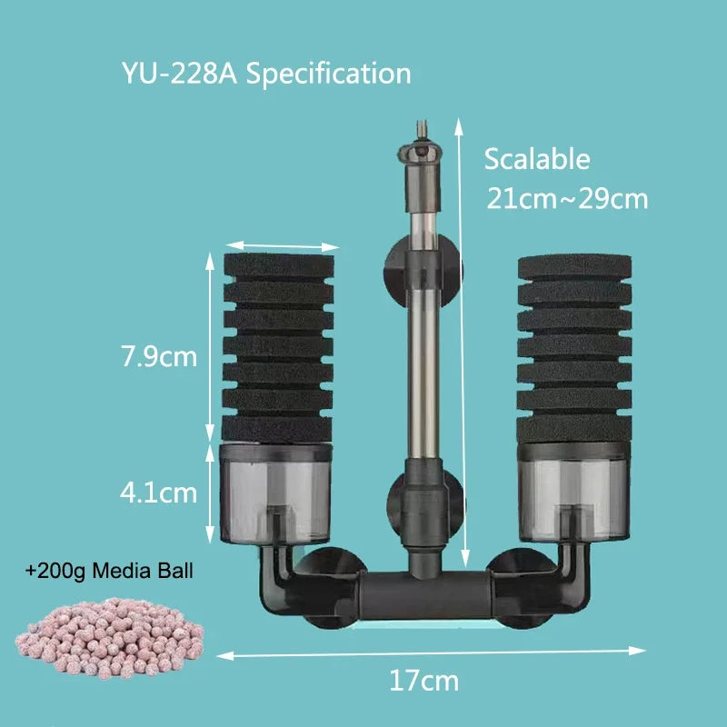 Aquarium Sponge Filter with Air Pump – Bio Skimmer & Biochemical Filter for Fish Tanks