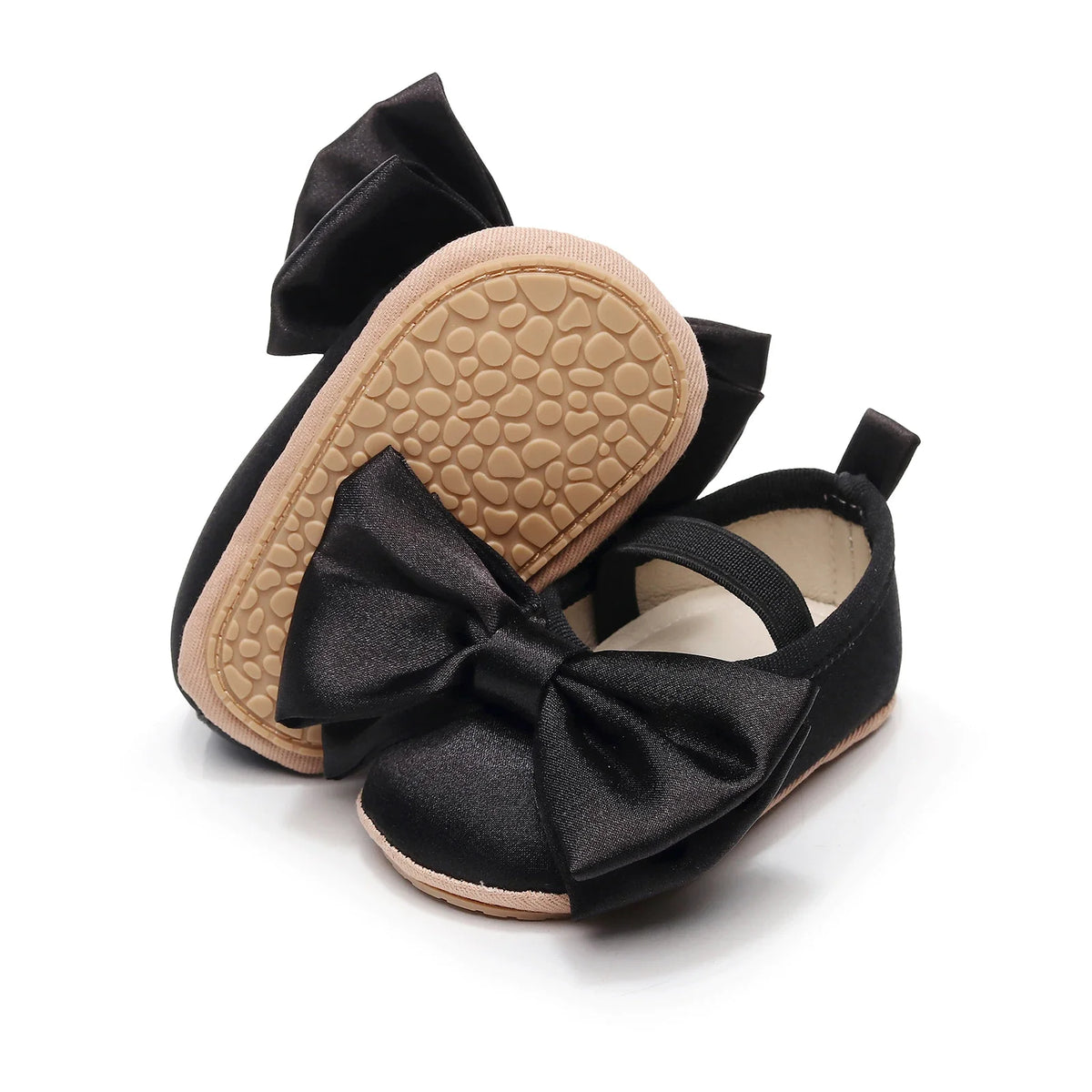 Baby Girls Bow Moccasin Shoes - Soft Sole Anti-Slip First Walker Prewalker Flats