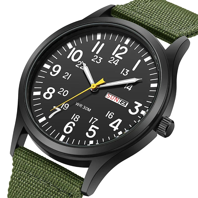 TPW Field Watch 2024 - Easy Read Quartz Wristwatch with Fabric Strap & 24-Hour Display