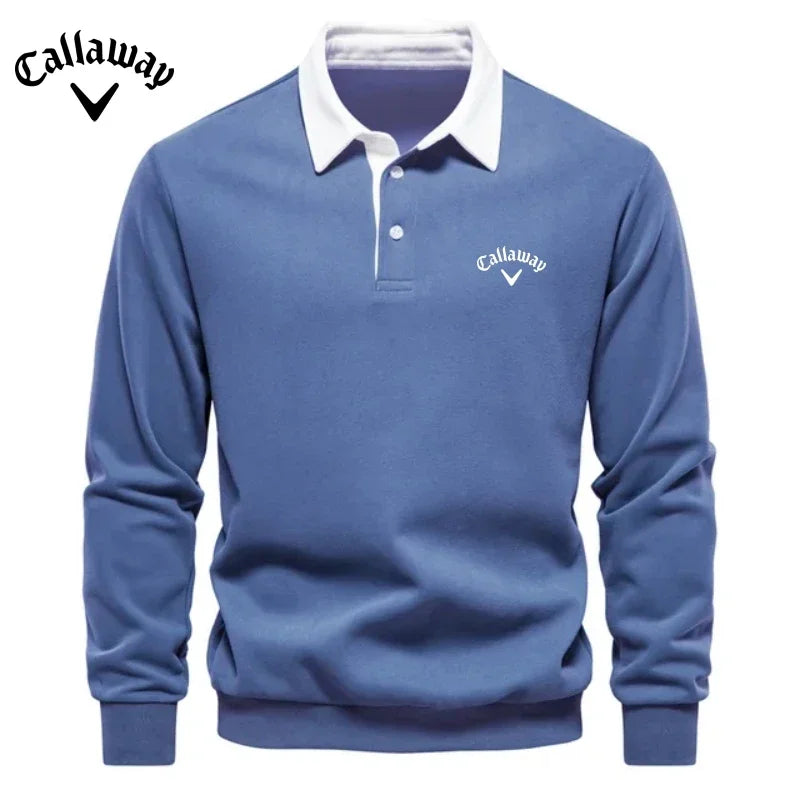 Men's Embroidered Pure Cotton Long-Sleeved Polo Shirt - Fashionable Casual Top for Autumn & Winter