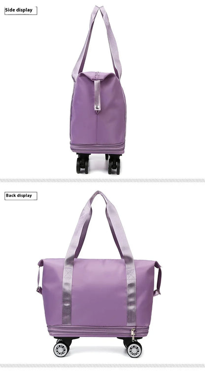 Oxford Cloth Large Travel Bag — Dry & Wet Separation, Detachable Universal Wheel Luggage