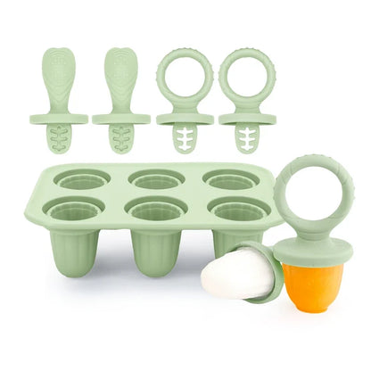 4/6 Cavity Baby Teething Ice Cream Mold – Silicone Freezing Milk Popsicle Stick Maker for DIY Homemade Summer Treats & Kitchen Use