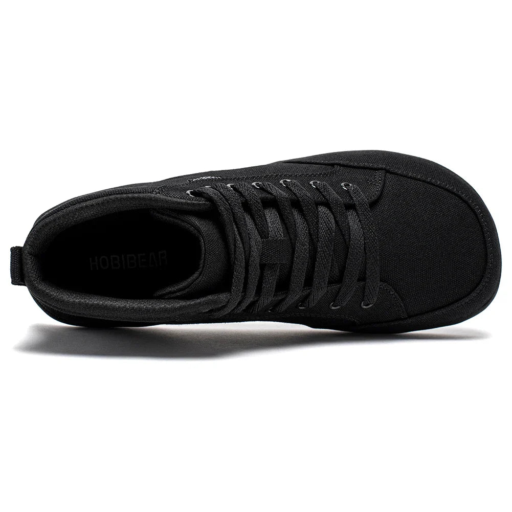 HOBIBEAR Mid-Top Barefoot Shoes – Unisex Wide Toe Canvas Sneakers for Walking & Outdoor