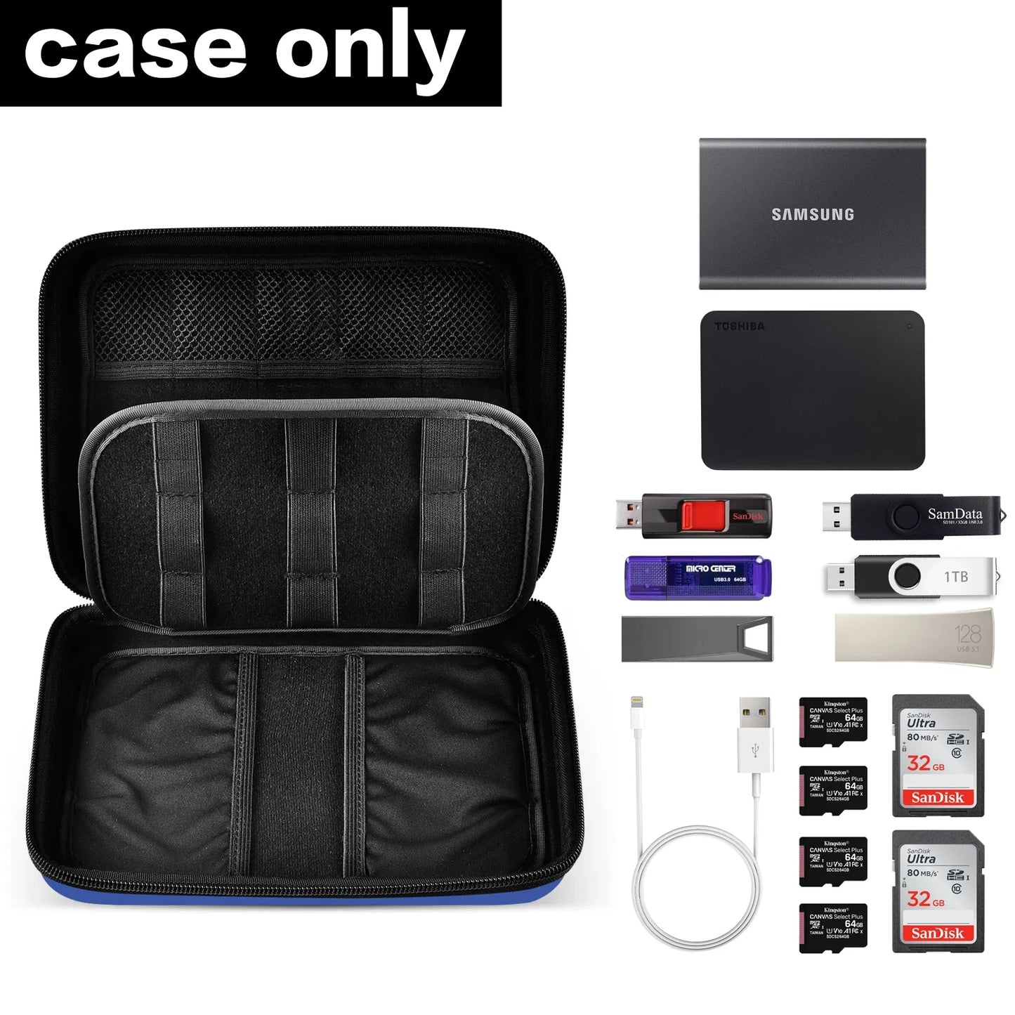 USB Flash Drive Case - Thumb Drive Holder Organizer - Memory Card Storage Bag for SD SDXC SDHC Cards - Electronic Accessories Box
