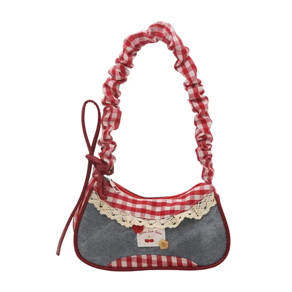 Grid Mini Handbag - Adjustable Strap Handheld Crossbody Commuter Underarm Shoulder Bag