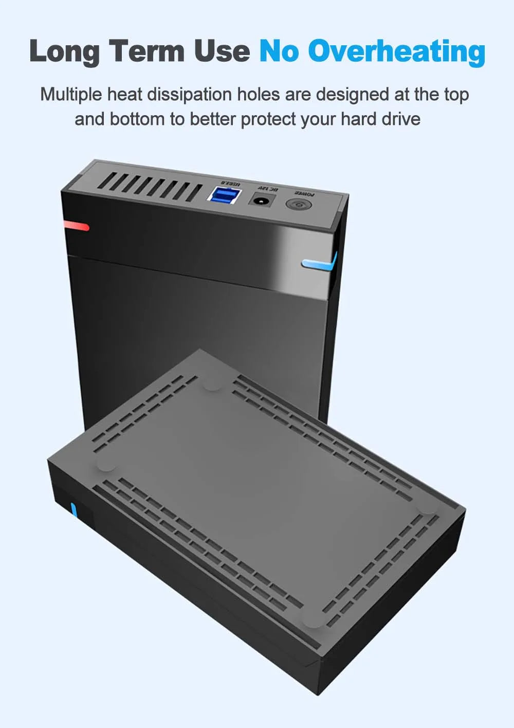 3.5 Inch USB 3.0 to SATA External Hard Drive Enclosure Case for SSD/HDD up to 10TB – PC & Laptop Compatible