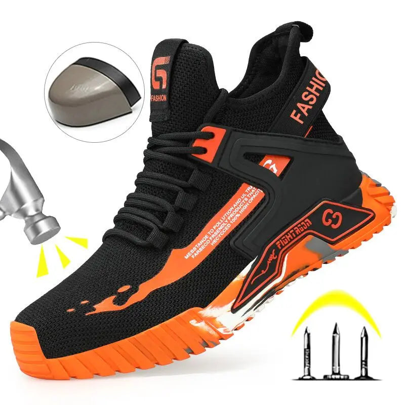 High-Top Safety Shoes for Men & Women – Steel Toe, Anti-Puncture Work Boots, Indestructible Safety Shoes