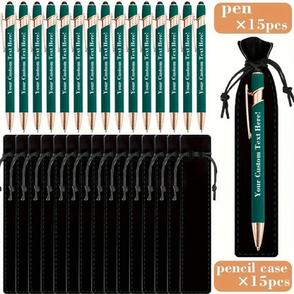 Custom Engraved Ballpoint Pens Set - Personalized Metal Pens with Cases & Bags for Business Gifts