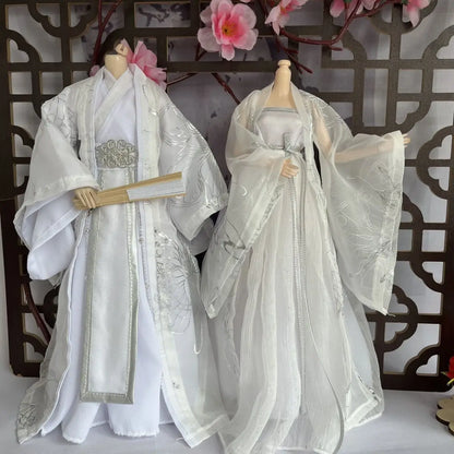 Fashion 1/6 Doll Clothes Set – 30cm Male & Female BJD Antique Couple Hanfu Outfit, Doll Accessories (No Doll)