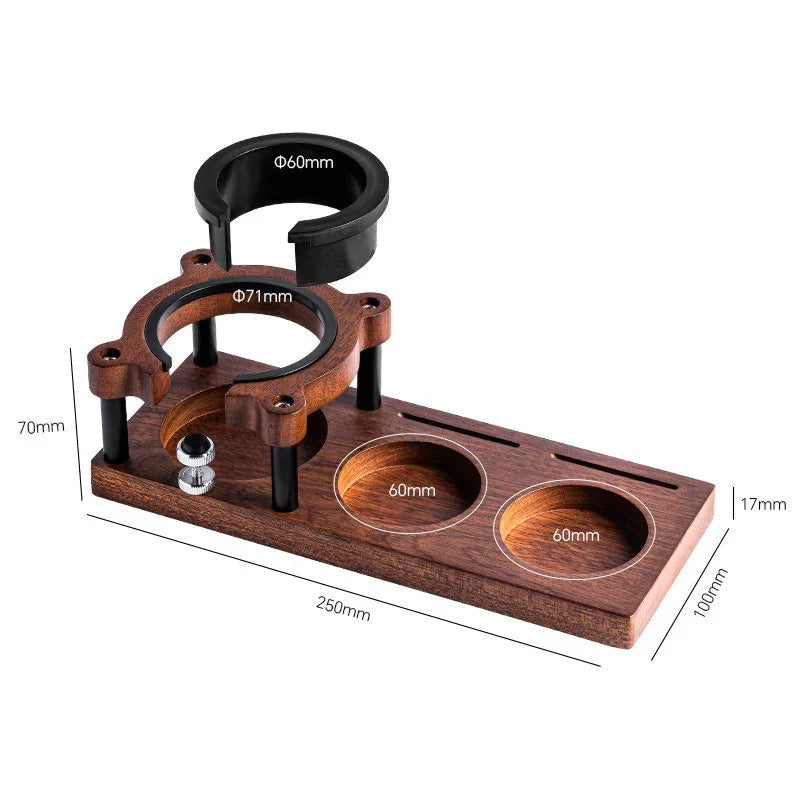 51/53/54/58mm Wood Coffee Tamper Station – Portafilter & Filter Screen Holder Stand for Espresso Barista Tools